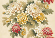 Elegant Chrysanthemum Mural Wallpaper | Traditional Chinese Brushwork Art | Serene Home Décor: chrysanthemum mural with white, gold, red blooms and green leaves in soft-toned background