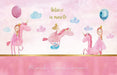 Enchanting Dream Princess & Pink Unicorn Wallpaper Mural – Whimsical Watercolor Kids' Room Decor