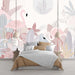 Flamingo Tropical Wallpaper Mural - Elegant Nature-Themed Decor | Pink flamingos and tropical leaves wall mural for serene bedroom or living room decor