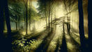Forest Sunbeam Wallpaper Mural - Ethereal Mist & Light