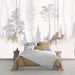 Forest Deer Wallpaper Mural - Natural & Retro Scene for Living Room & Bedroom featuring serene forest with elks for a calming, retro-inspired feature wall.