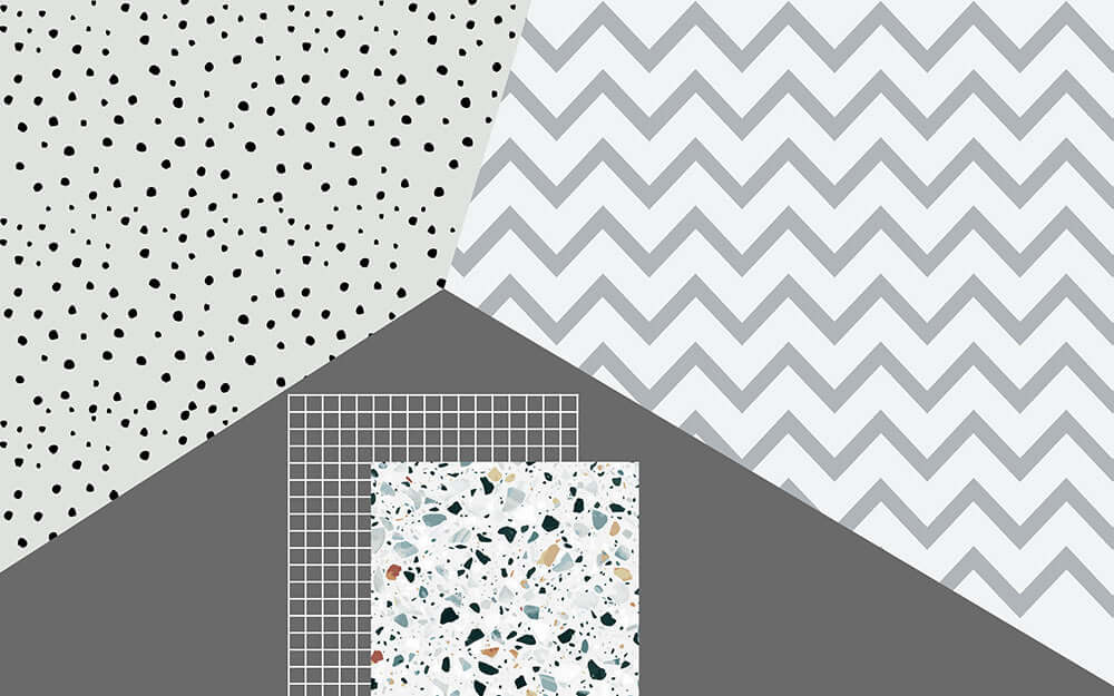 Geometric Splicing Art Wallpaper Mural | Dotted Sawtooth Pattern