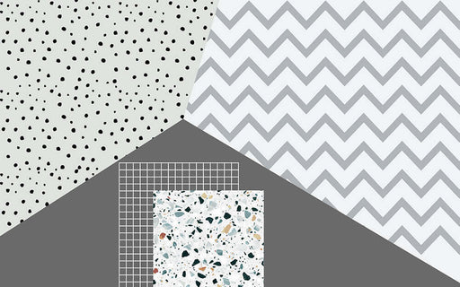 Geometric Splicing Art Wallpaper Mural | Dotted Sawtooth Pattern
