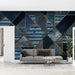 Geometric Splicing Theme Wallpaper | Metal Line Mural - geometric splicing light luxury wallpaper with metal lines and textured, industrial chic wall mural