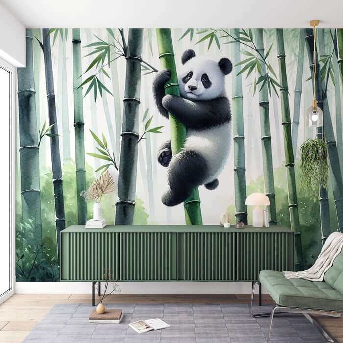 Ink Panda Bamboo Forest Wallpaper | Children's Room Bedroom Chinese Style Decorative Wall