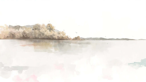 Ink Wash Mountain & Lake Panorama - Tranquil Chinese Landscape Wallpaper