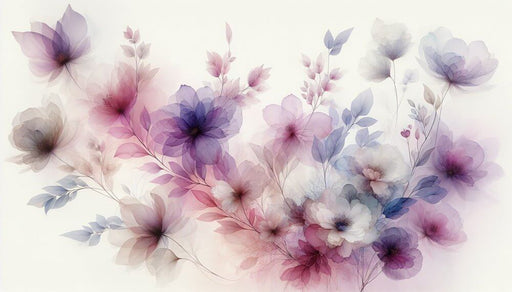 Lavender Dream Watercolor Floral Wallpaper Mural | Soft Purple & Pink Blossoms on Ethereal Background