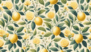 Lemon Garden Wallpaper Mural | Emerald Leaves with Yellow Citrus and Blossoms
