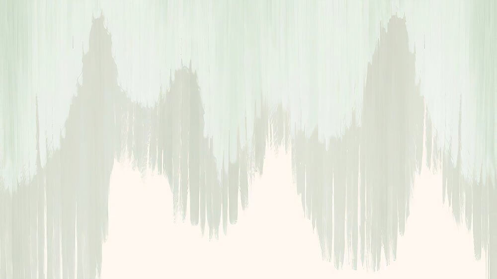 Light green abstract landscape wallpaper mural | Light green and beige with minimalist ink-wash inspired mountain contours for serene living spaces