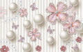 Luxurious Pearl Butterfly Wallpaper Mural | Romantic Wedding Room Background - Velvety pearl and diamond butterfly motifs with lace textures