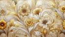 Luxury Golden Floral Wallpaper | European Embossed Pattern with 3D Relief Effect - high-definition golden flowers and embossed ornate pattern on white background