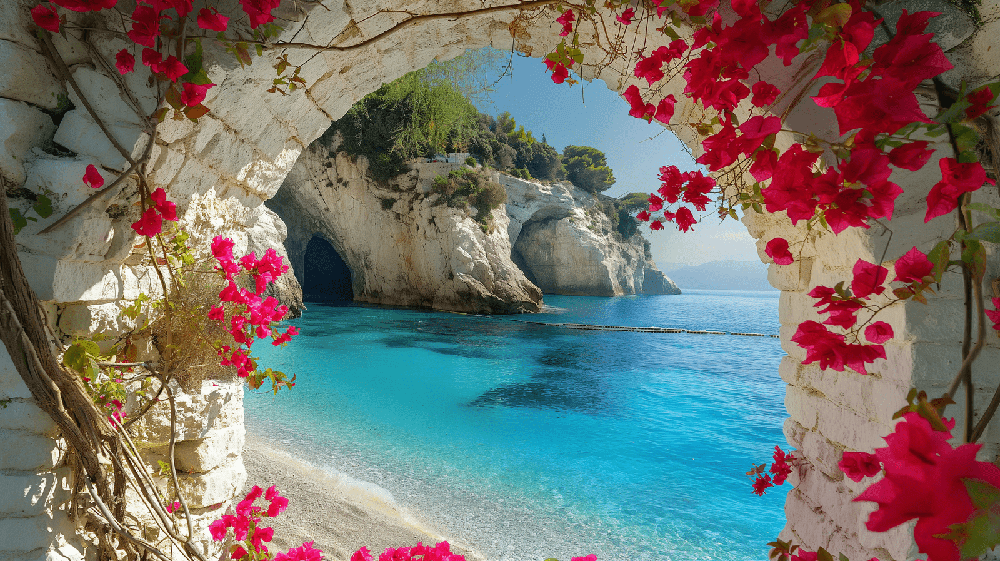  Mediterranean Coast Landscape Wallpaper Living Room Bedroom Vacation Style Decorative Wall