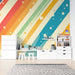 Rainbow star striped wallpaper mural | Children's room bedroom playful decorative wall