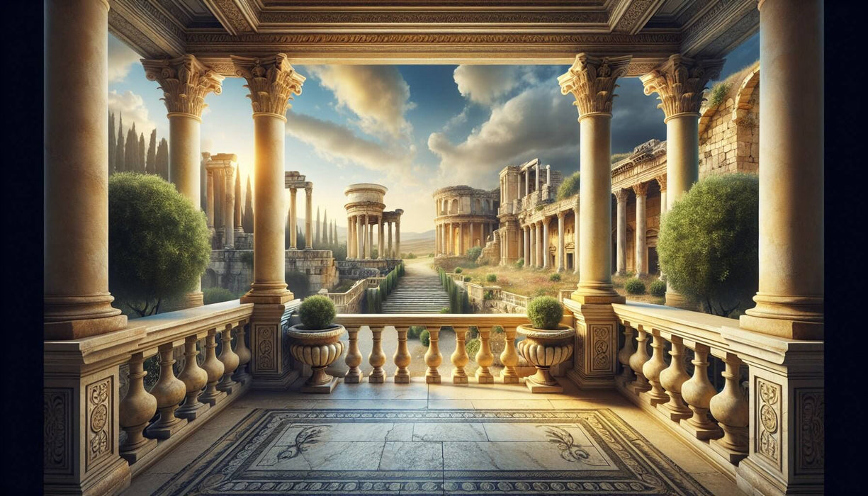 Roman Colonnades Wallpaper Mural - Timeless Ruins Elegance for Bedroom & Living Room with ancient Rome architecture, colonnades and ruins