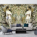 Southeast Asian Mythical Relief Wallpaper: Handcrafted 3D Temple Art Mural for Luxe Living & Bedrooms - ornate relief wall with mythic figures in a modern living room