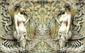 Southeast Asian Mythical Relief Wallpaper: Handcrafted 3D Temple Art Mural for Luxe Living & Bedrooms