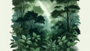 Sunlit Green Forest Wallpaper Mural | Realistic Canopy with Light Holes for Tranquil Ambiance