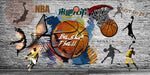 Urban Basketball Graffiti Wallpaper – Industrial Sports Decor for Living Room & Bedroom
