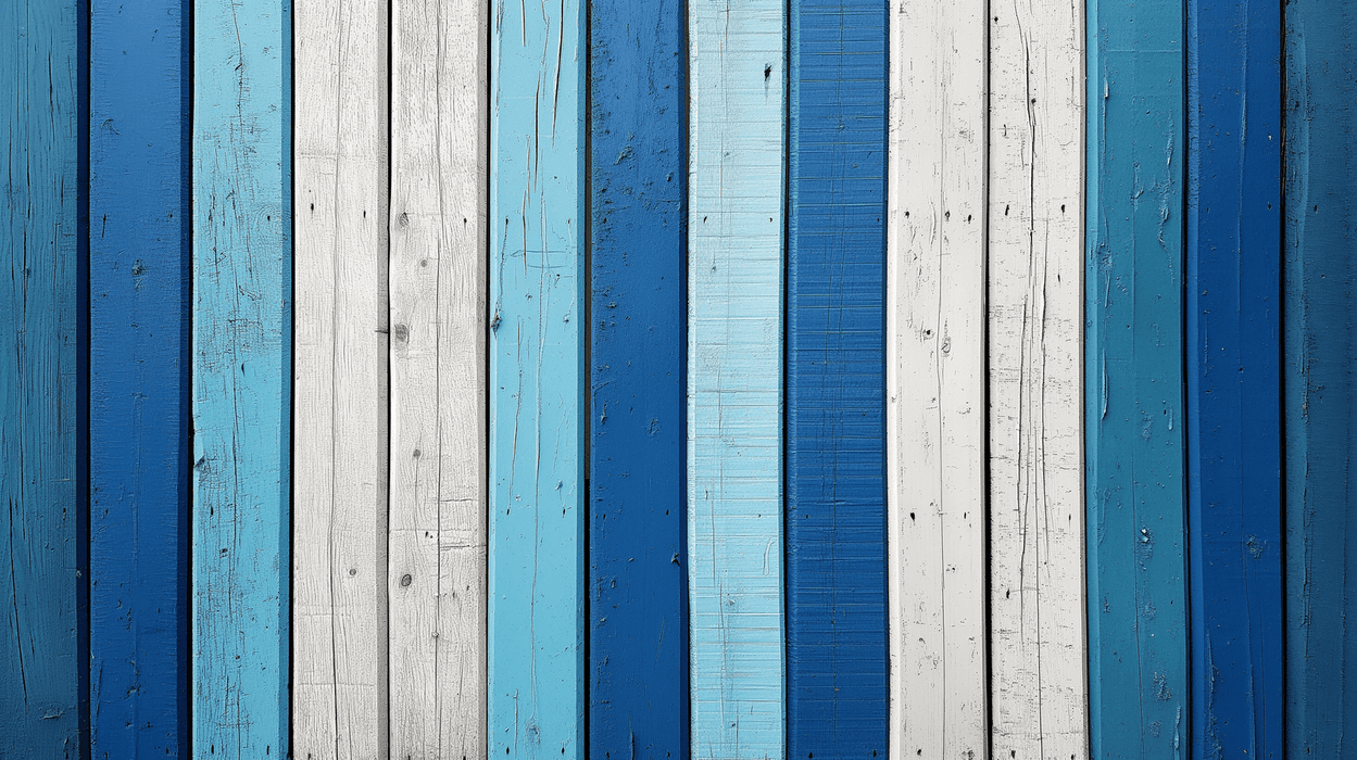 Vintage Wood Panel Ocean Wallpaper | Blue & White Nautical Theme | Coastal Style Wall Mural