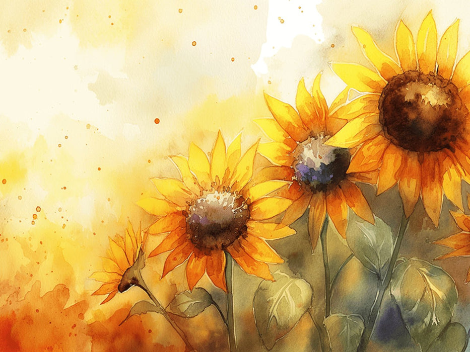 watercolor sunflower wallpaper with vibrant sunflowers in warm yellow and orange hues, perfect for home decor