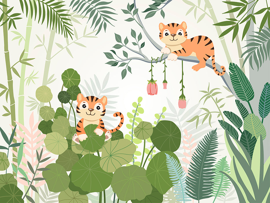 Jungle Tiger Wallpaper | Natural Decorative Wall in Children's Room Bedroom