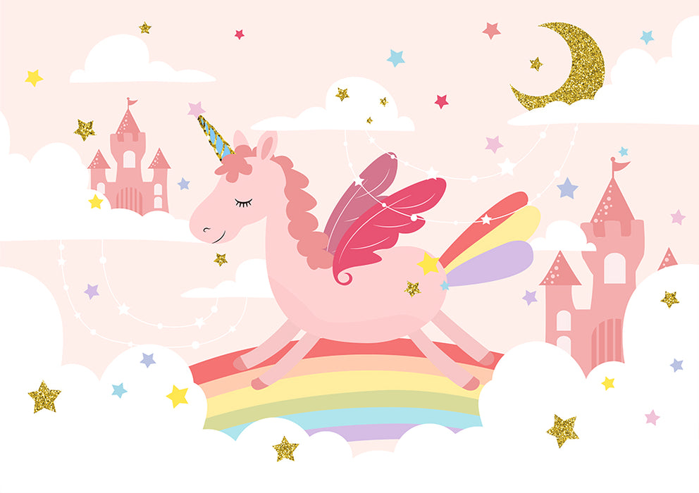 Unicorn Rainbow Wallpaper Mural | Sweet Decorative Wall in Children's Room Bedroom