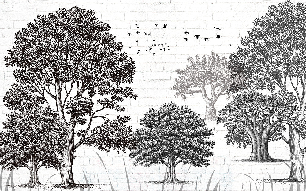 Tree wallpaper mural | Art decoration wall in study and living room