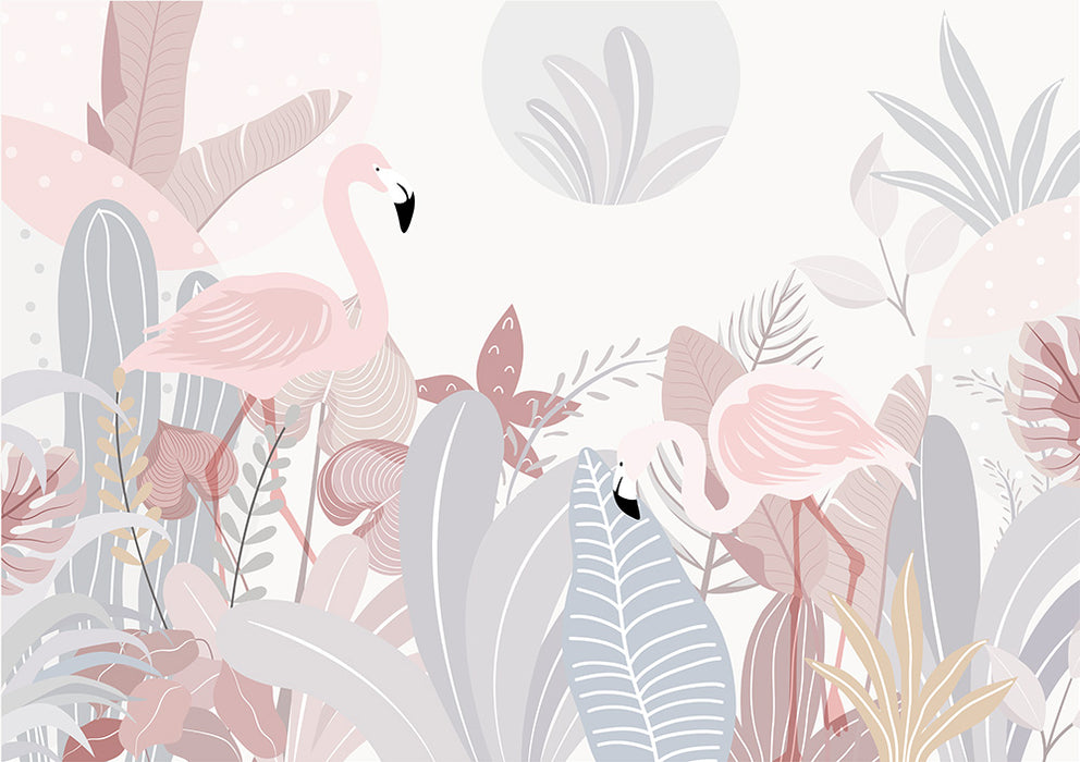 Flamingo Tropical Wallpaper Mural - Elegant Nature-Themed Decor