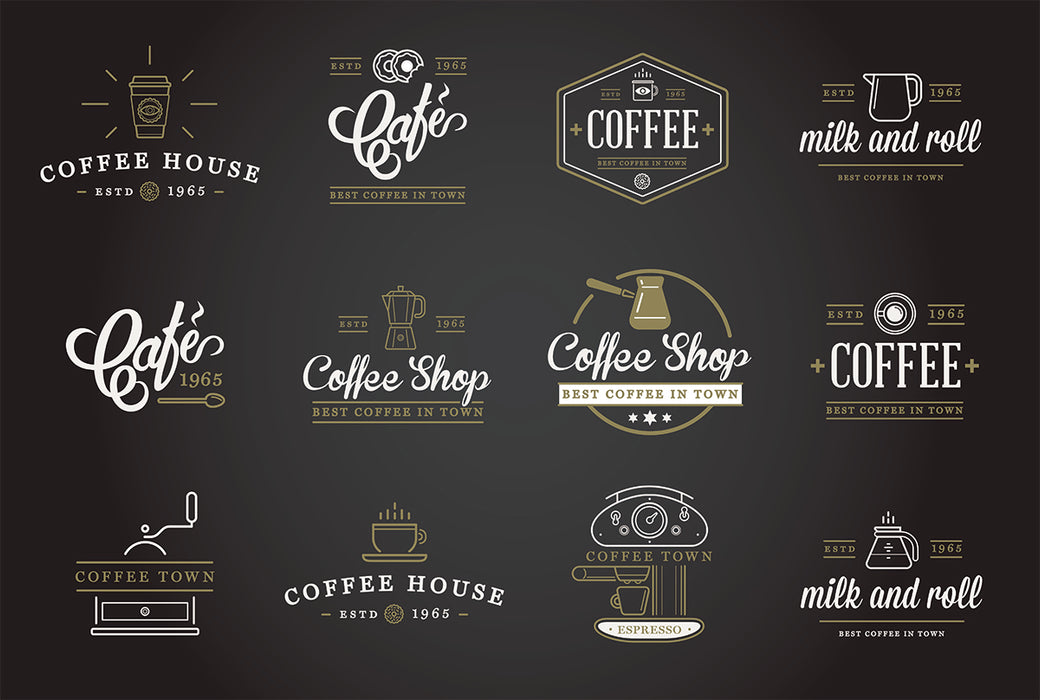 Vintage coffee logo wallpaper | Coffee logo art mural