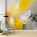 Abstract Art Brushwork Wallpaper Mural | Yellow Grey Modern Style - Carving wallpaper