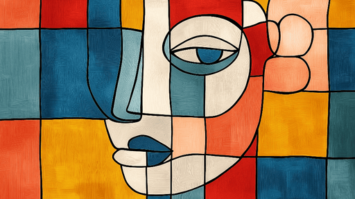 Abstract Face Wallpaper Mural | Color Splicing Art Painting - Carving wallpaper