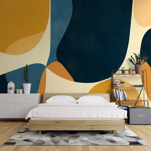 Abstract geometric wallpaper mural | Retro contrasting colors - Carving wallpaper
