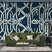 Abstract Line Art Wallpaper Mural | Serene Blue & Crisp White Décor