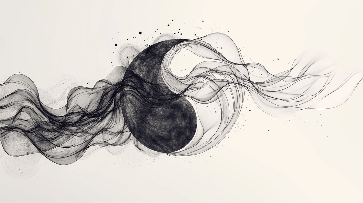 Abstract line wallpaper mural | Chinese ink wash style - Carving wallpaper