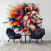 Abstract Lion Wallpaper Mural | Vibrant Color Art | Modern Statement Wall Décor - colorful lion mural artwork for bold living room decor