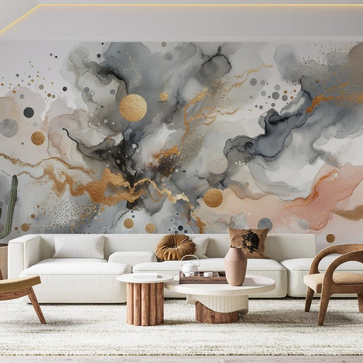 Abstract wallpaper mural | Golden explosion watercolor flash - Carving wallpaper