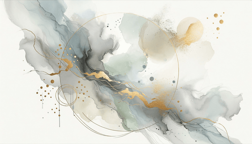 Abstract wallpaper with dull colors and golden lines in watercolor - Carving wallpaper