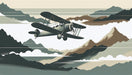 Airplane Wallpaper Mural | Neutral toned Mountains and Planes - Carving wallpaper