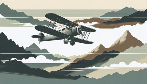 Airplane Wallpaper Mural | Neutral toned Mountains and Planes - Carving wallpaper