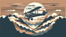 Airplane Wallpaper Mural | Sunset and Mountain Silhouettes - Carving wallpaper