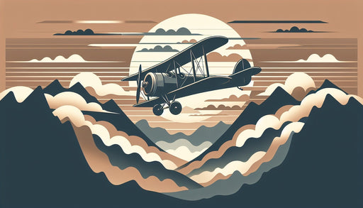 Airplane Wallpaper Mural | Sunset and Mountain Silhouettes - Carving wallpaper