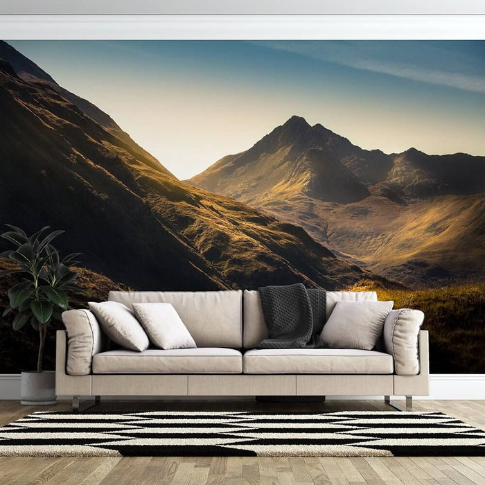 Alpine Sunrise Panoramic Wallpaper Mural - Mountain Landscape Décor for Bedroom & Living Room