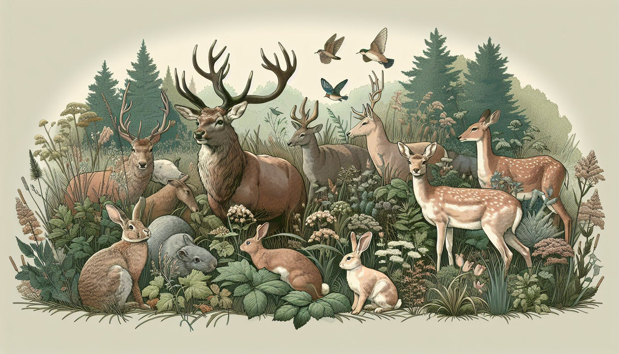 Animal Wallpaper Mural | Jungle Deer and Rabbit - Carving wallpaper