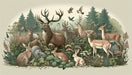 Animal Wallpaper Mural | Jungle Deer and Rabbit - Carving wallpaper