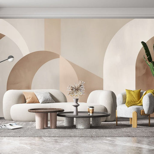 Arched wallpaper mural | Grey brown contemporary style - Carving wallpaper