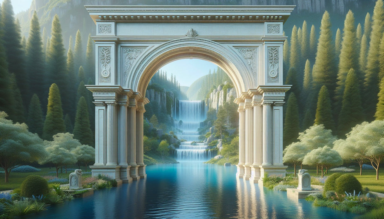 Arches Waterfall Wallpaper Mural | Classical Architecture - Carving wallpaper