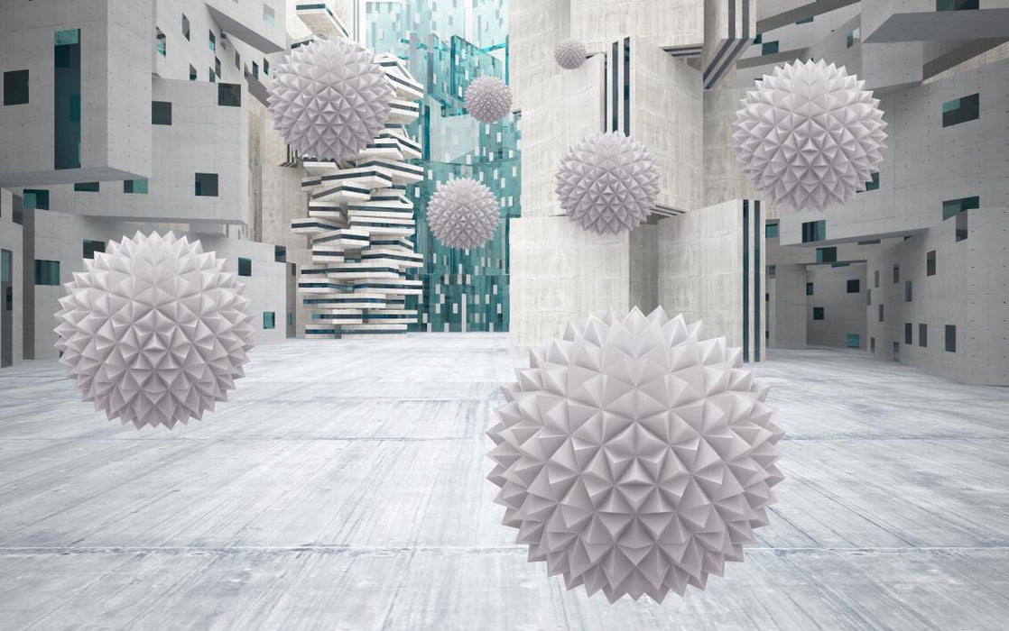 Architecture and Sphere Wallpaper Murals | Geometric Style Murals - Carving wallpaper