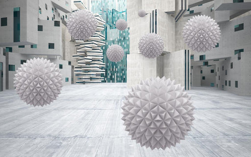 Architecture and Sphere Wallpaper Murals | Geometric Style Murals - Carving wallpaper