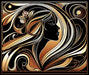 Art Deco Black Gold Female Silhouette Wallpaper Mural - Elegant Wall Décor for Bedroom & Living Room
