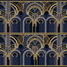 Art Deco Geometric Line Wallpaper Mural | Luxury Blue & Gold Accent Wall - Bedroom & Living Room Décor